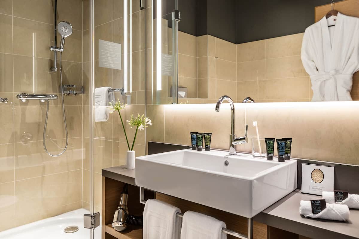 classic double | bathroom | eco-friendly toiletries, hair dryer, bathrobes, slippers