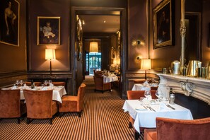 Dinner served, Belgian cuisine, garden views 