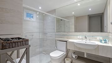 Habitación Deluxe con 2 camas individuales | Baño | Ducha, secador de pelo, toallas y champú