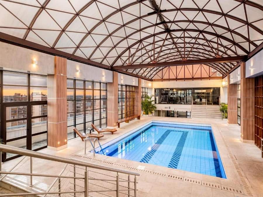 Indoor pool, pool loungers