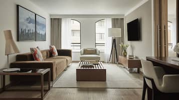 Executive-Suite, 1 Queen-Bett | Bettwäsche aus ägyptischer Baumwolle, hochwertige Bettwaren, Minibar