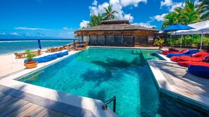Outdoor pool, pool umbrellas
