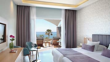 Deluxe Double or Twin Room, Sea View | Minibar, in-room safe, desk, blackout curtains