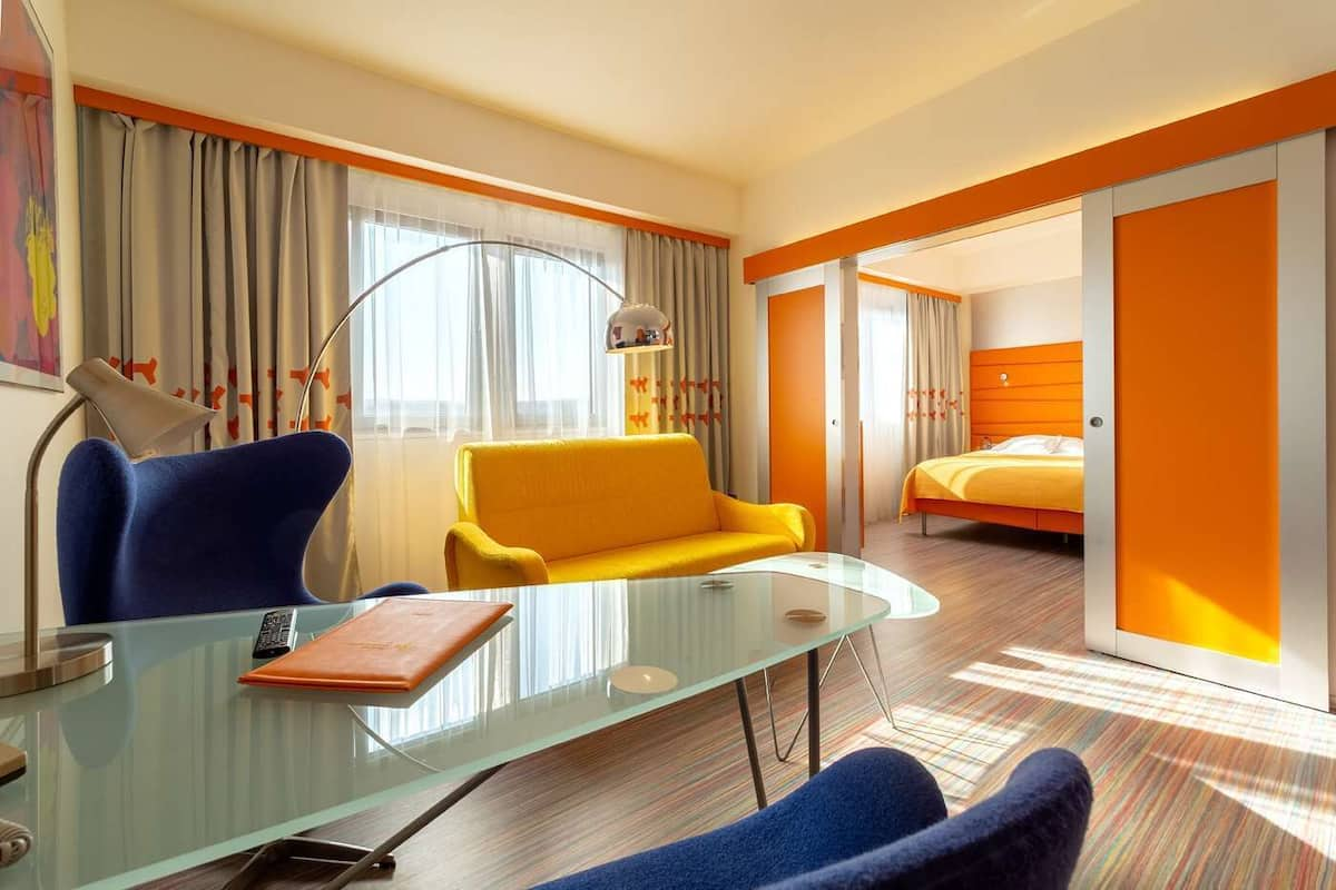 Superior Suite, City View | Premium bedding, minibar, in-room safe, desk