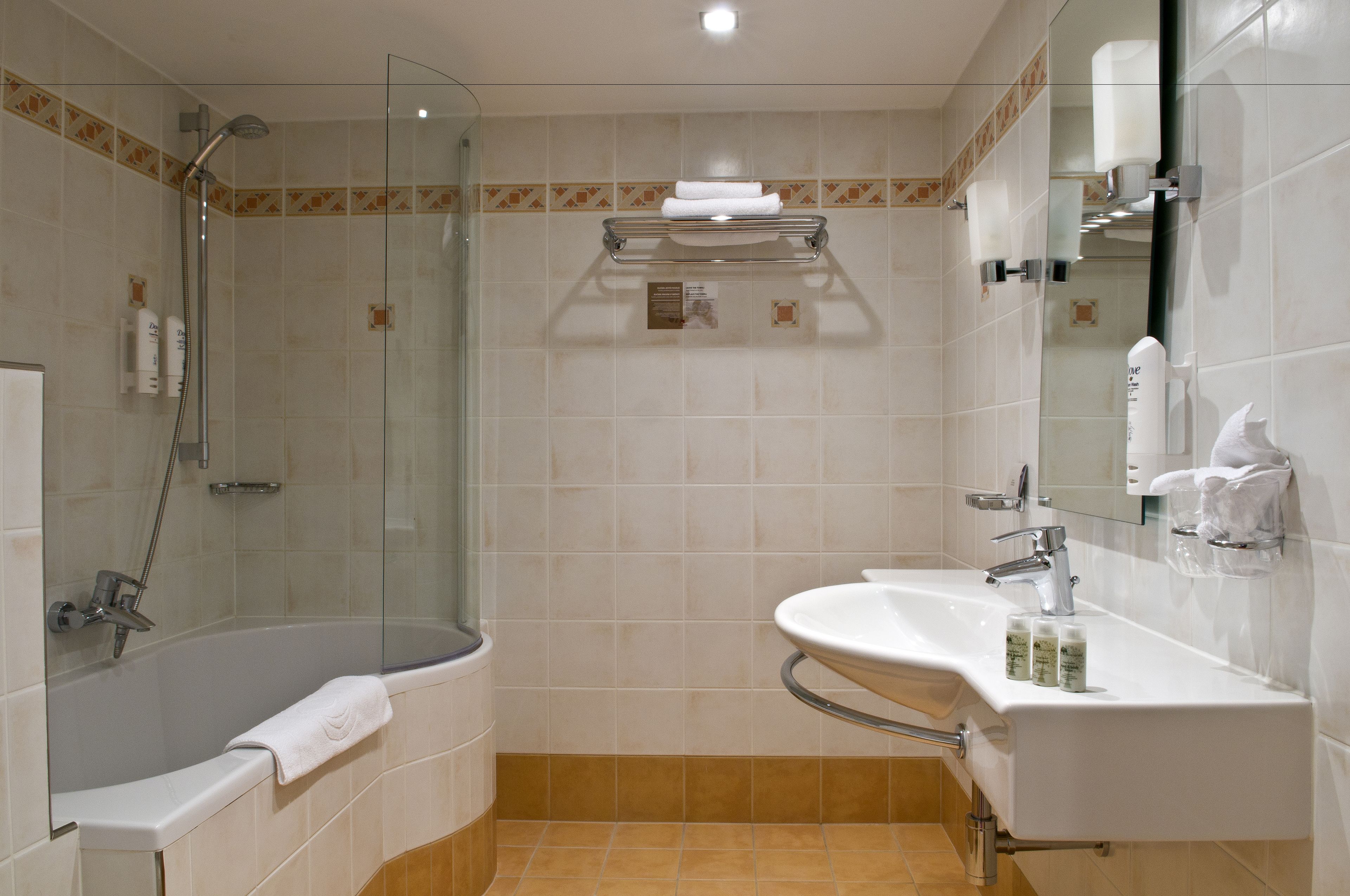 free toiletries, hair dryer, towels