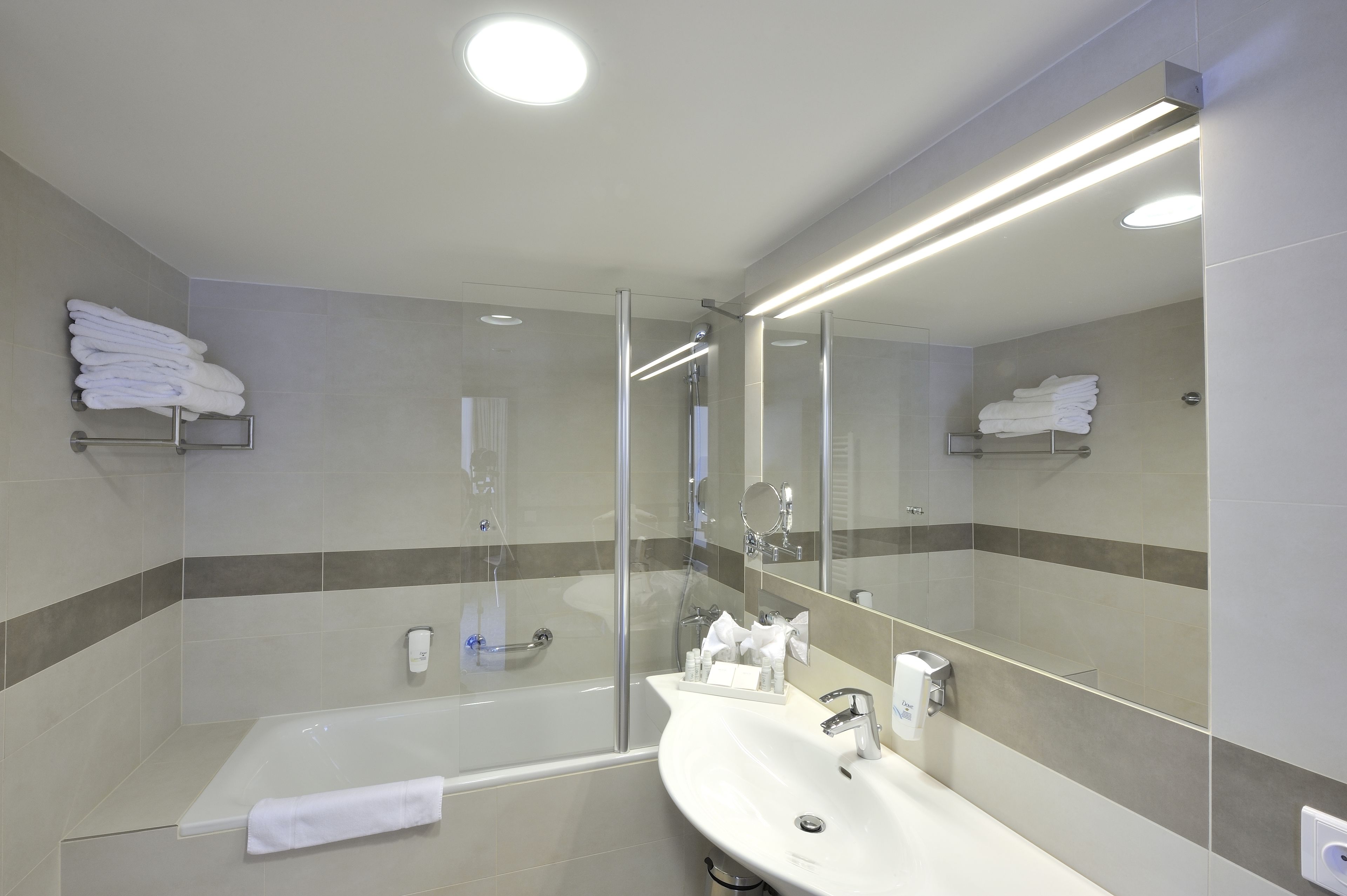 free toiletries, hair dryer, towels