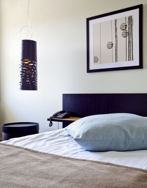 Habitación individual Confort | Edredón, escritorio, cortinas blackout y tabla de planchar con plancha 