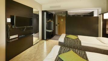 Desk, blackout drapes, free cribs/infant beds, free WiFi