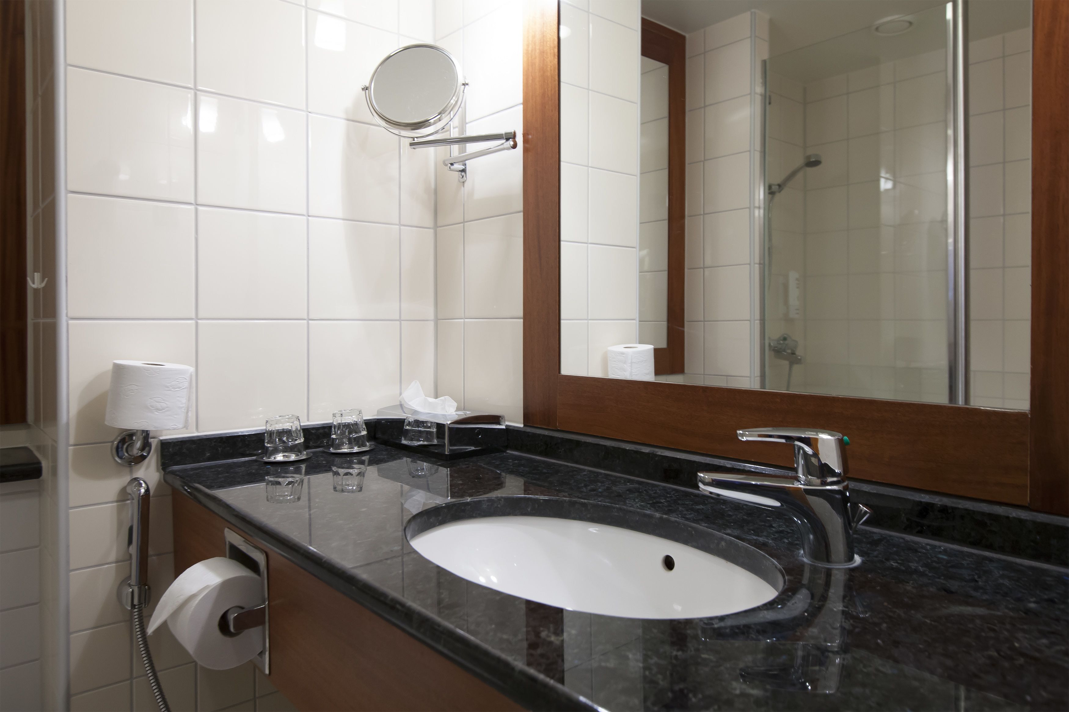 free toiletries, hair dryer, towels