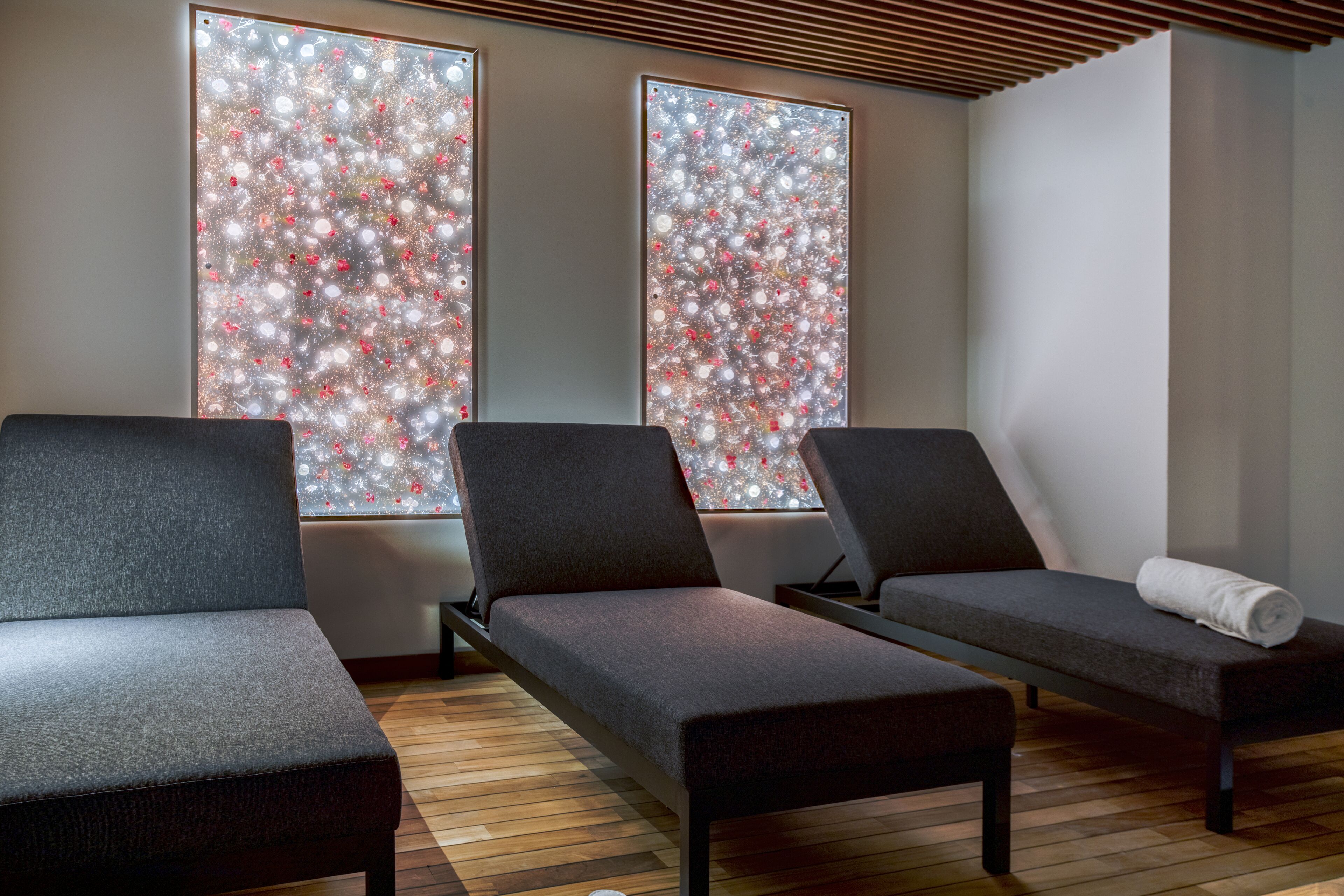 sauna, hot tub, steam room, massage/treatment rooms, massages