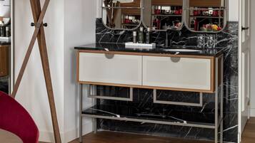 Eco-friendly toiletries, towels, soap, shampoo