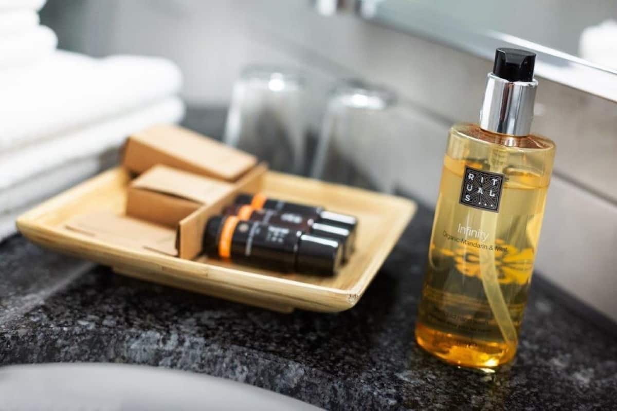 shower, free toiletries, hair dryer, slippers