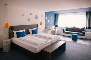 Hypo-allergenic bedding available, desk, laptop workspace
