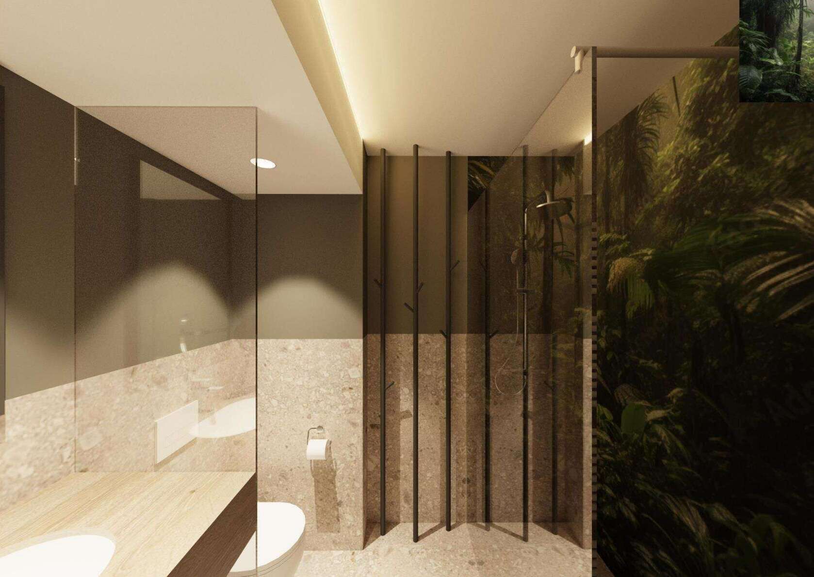 Douche, articles de toilette gratuits, sèche-cheveux