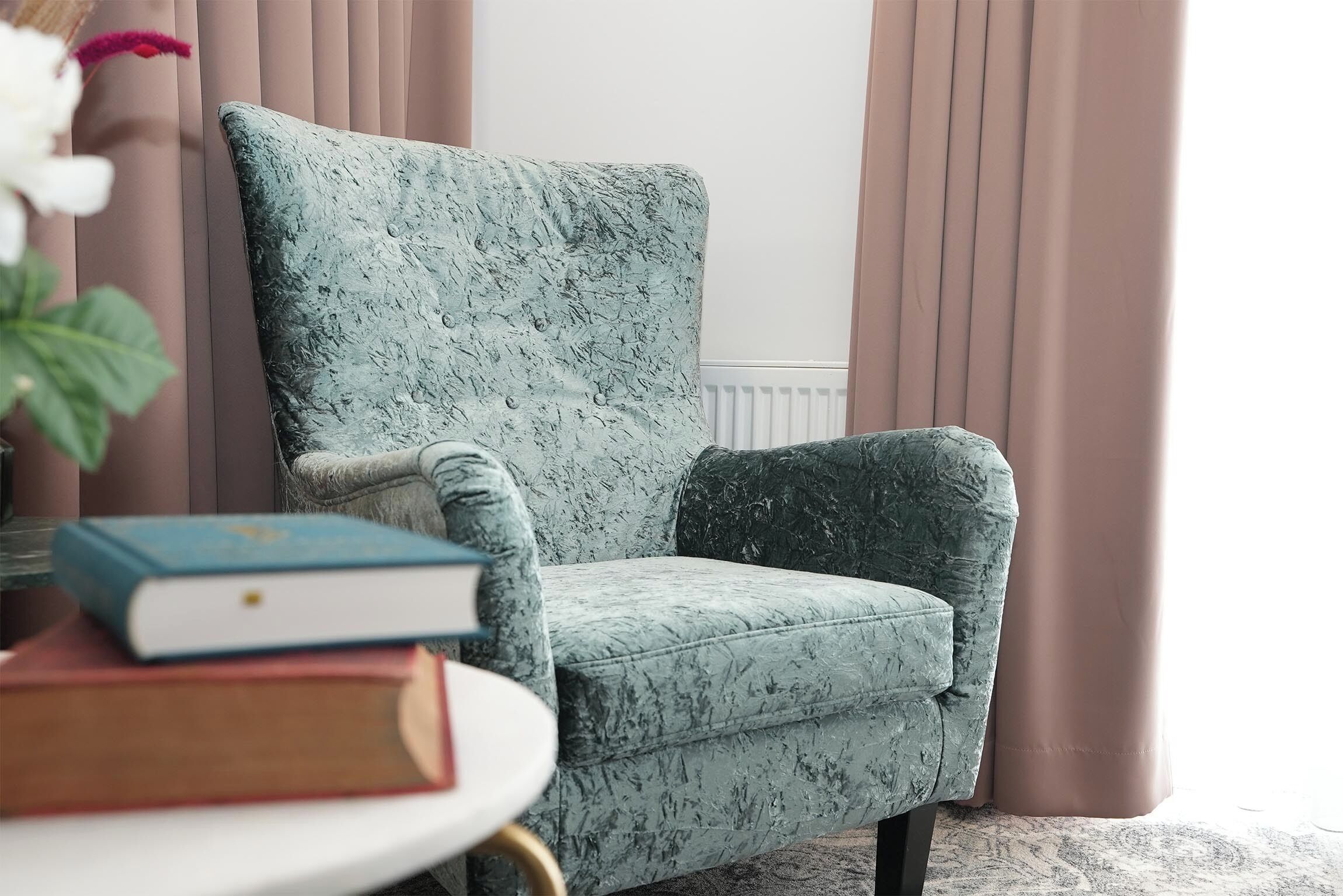 apartment | living area | 55-inch smart tv with cable channels, tv, smart speakers