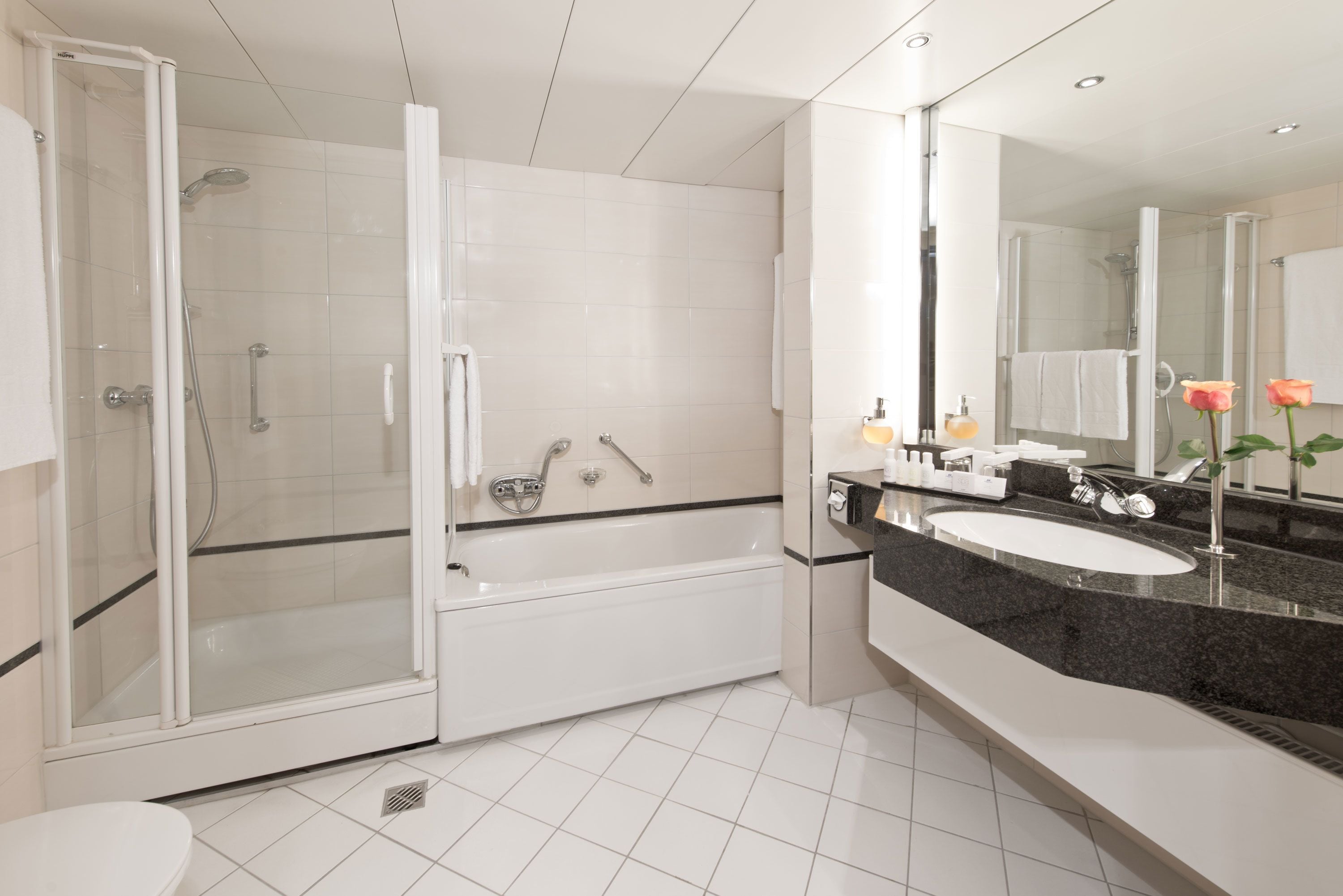 bathtub, free toiletries, hair dryer, bidet