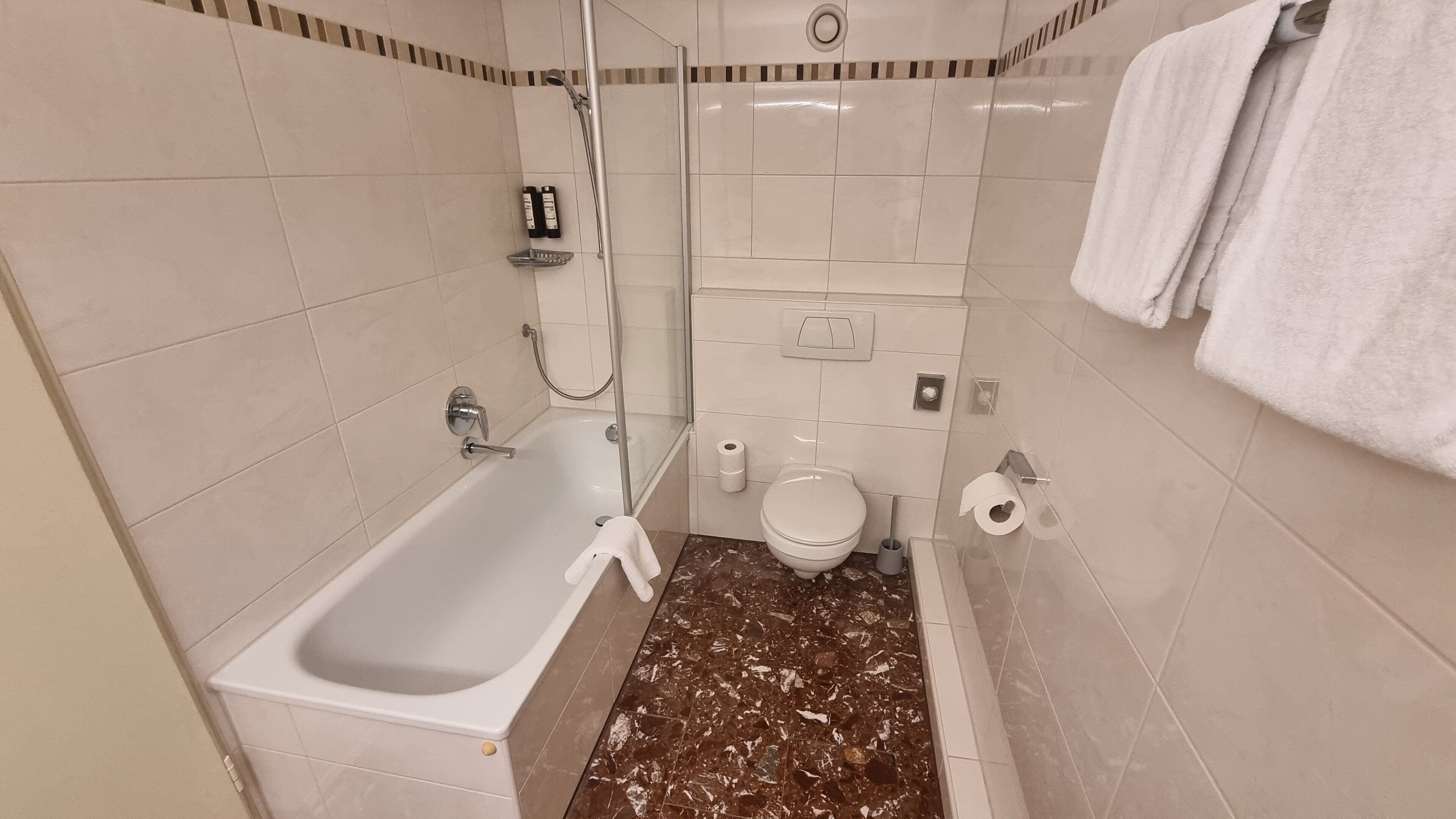 family apartment | bathroom | hair dryer, bathrobes, slippers, towels