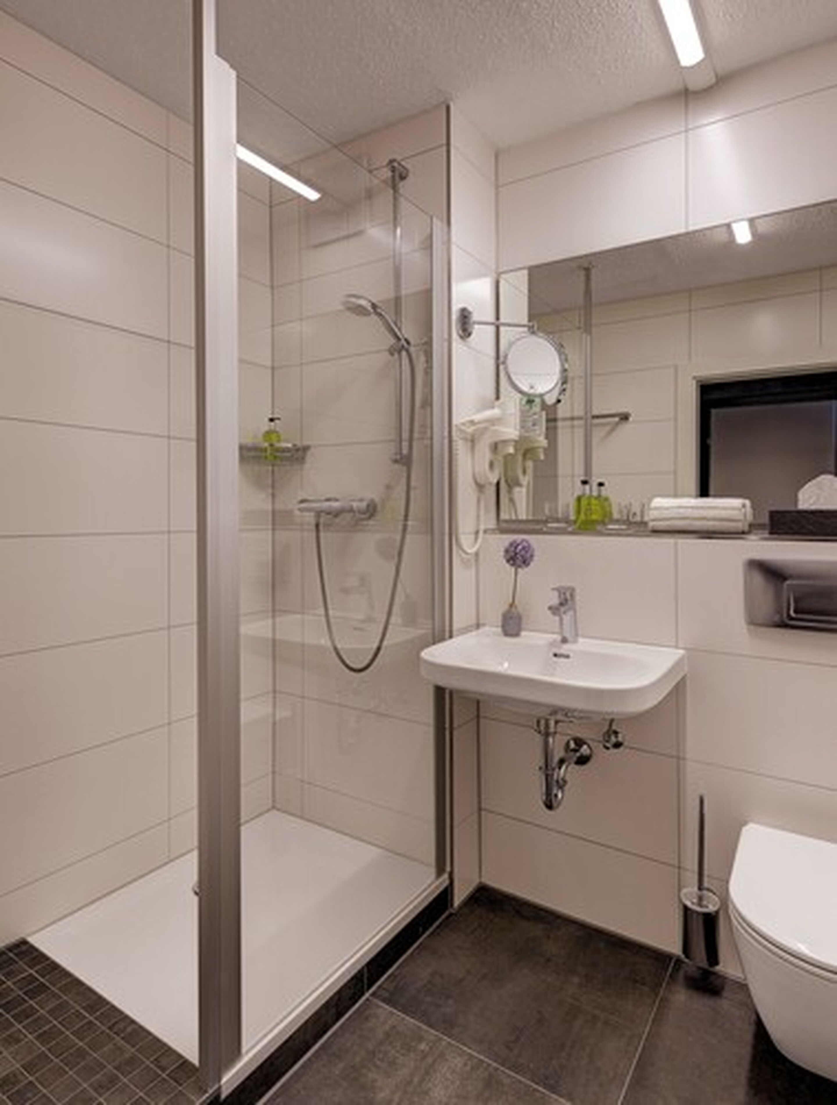 free toiletries, hair dryer, bathrobes, towels