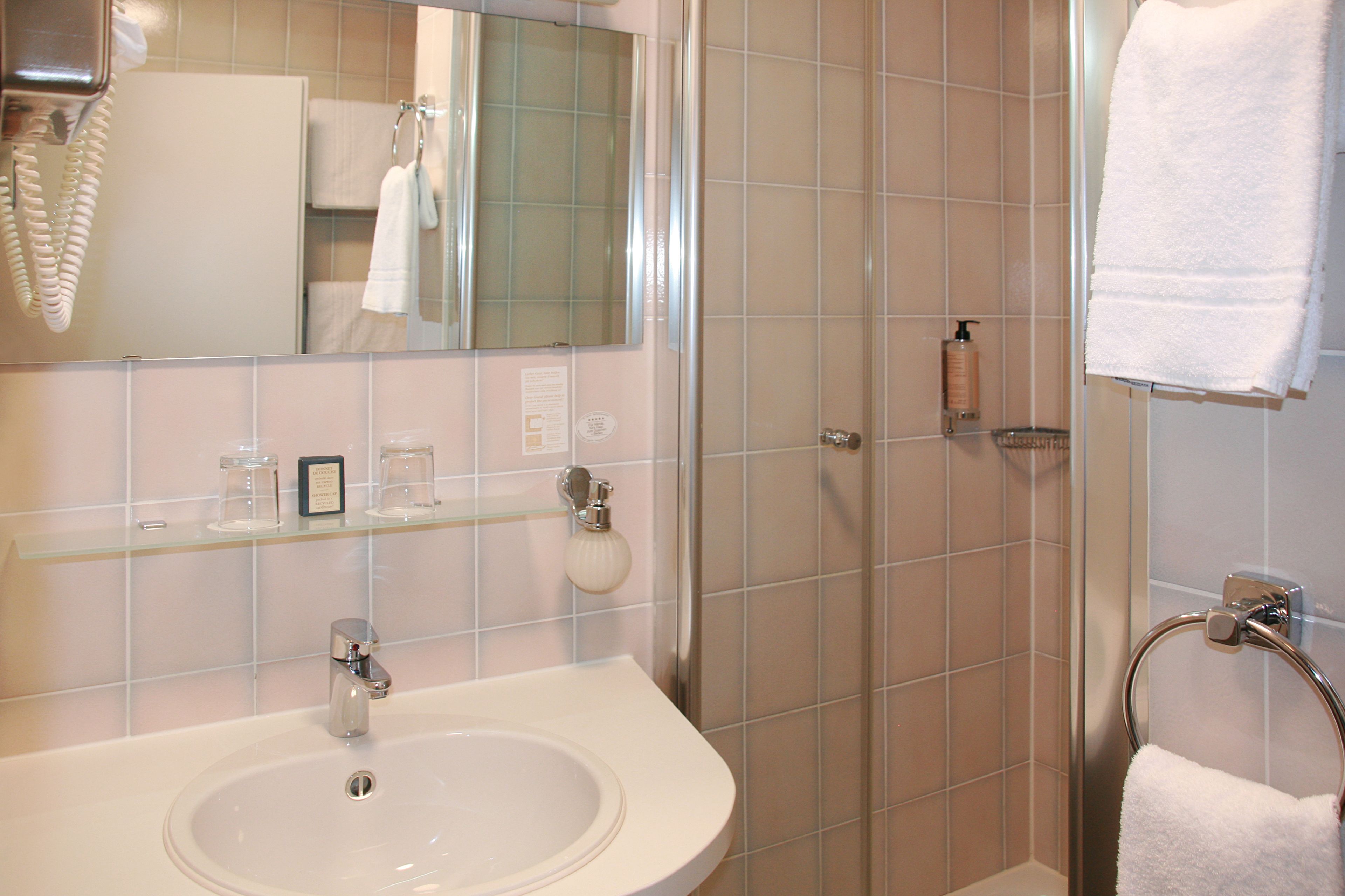 free toiletries, hair dryer, towels, soap