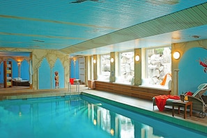 Indoor pool, open 6:00 AM to 10:00 PM, sun loungers