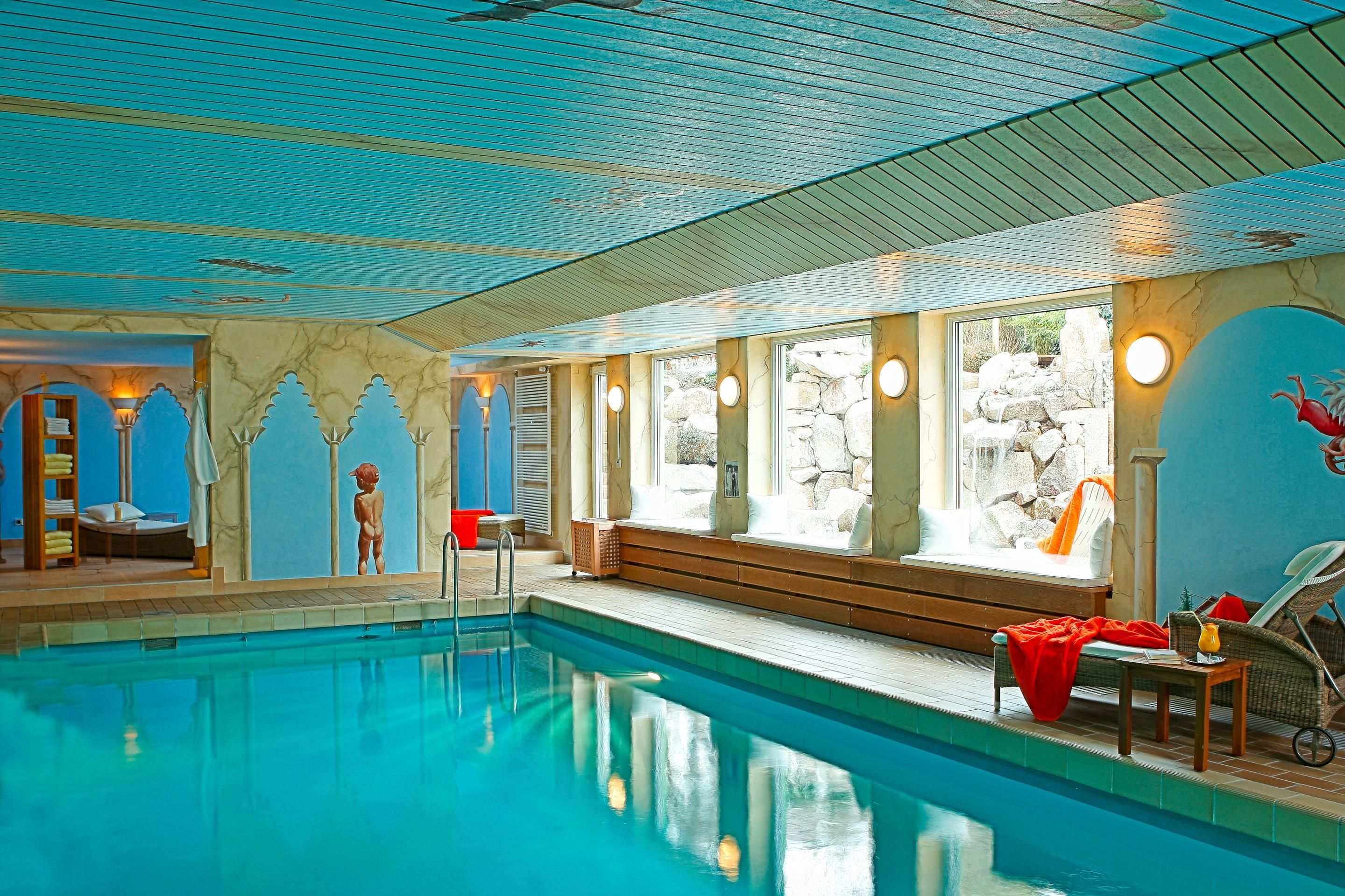 Indoor pool, open 6:00 AM to 10:00 PM, sun loungers