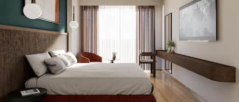 Down comforters, in-room safe, blackout drapes, soundproofing