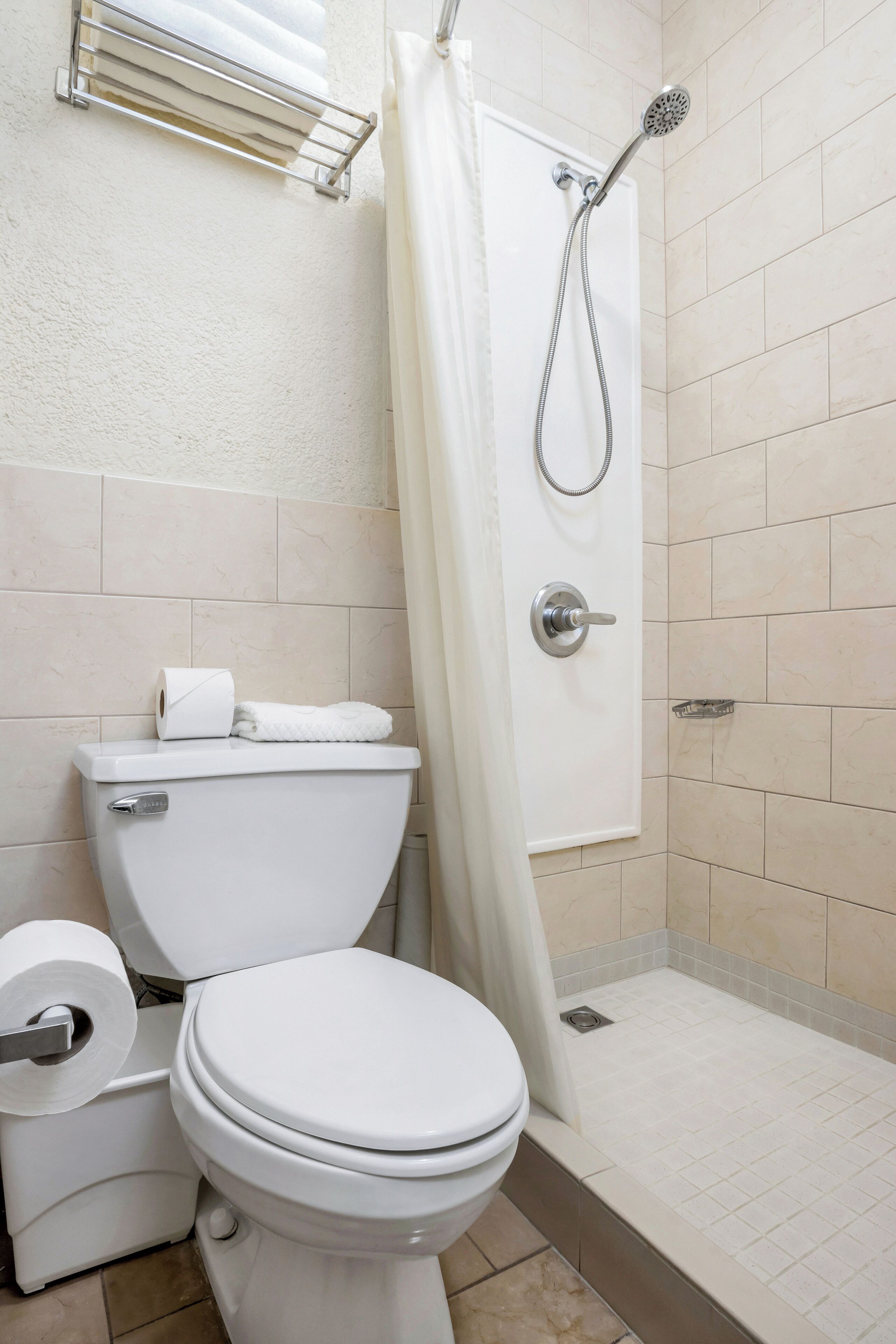 standard room, 2 queen beds | bathroom | shower, free toiletries, hair dryer, towels