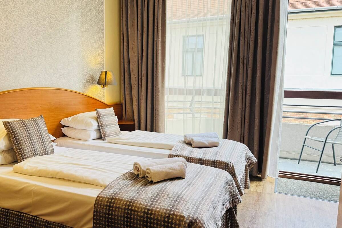 Habitación Deluxe con 2 camas individuales | Ropa de cama hipoalergénica, colchones con acolchado adicional, minibar