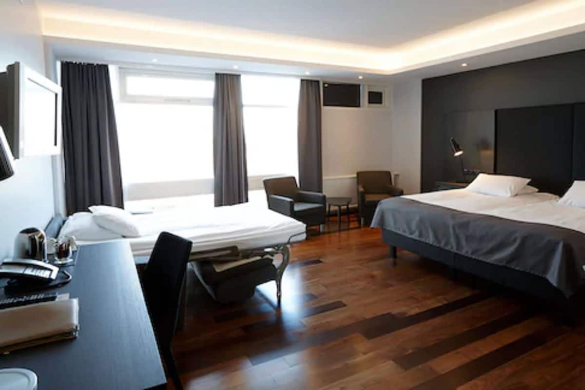 In-room safe, desk, laptop workspace, blackout drapes