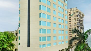 Stunning hotel building with a modern design, featuring a flat roof and clean lines.