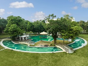 2 outdoor pools, sun loungers, lifeguards on site