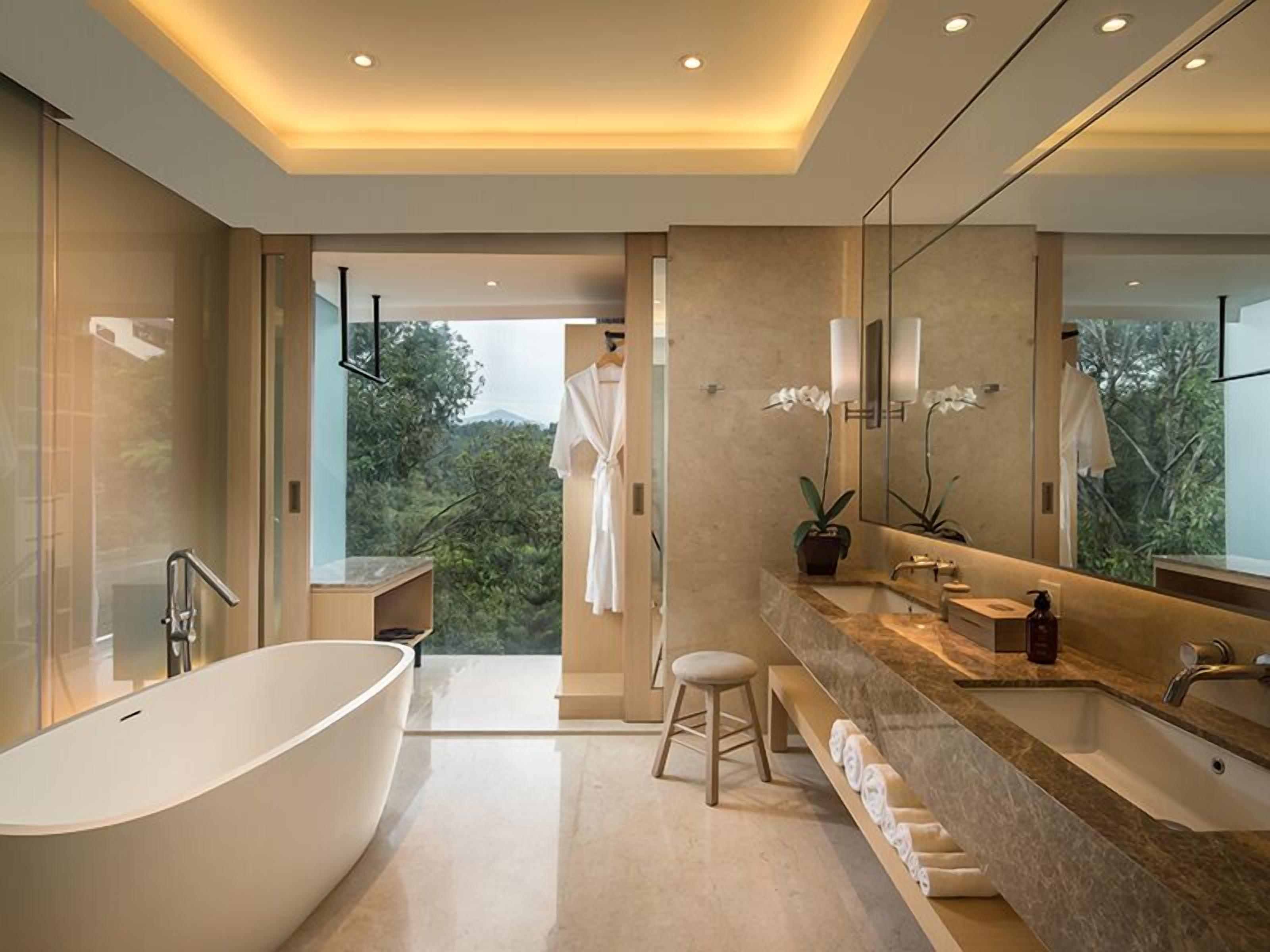 free toiletries, hair dryer, bathrobes, slippers