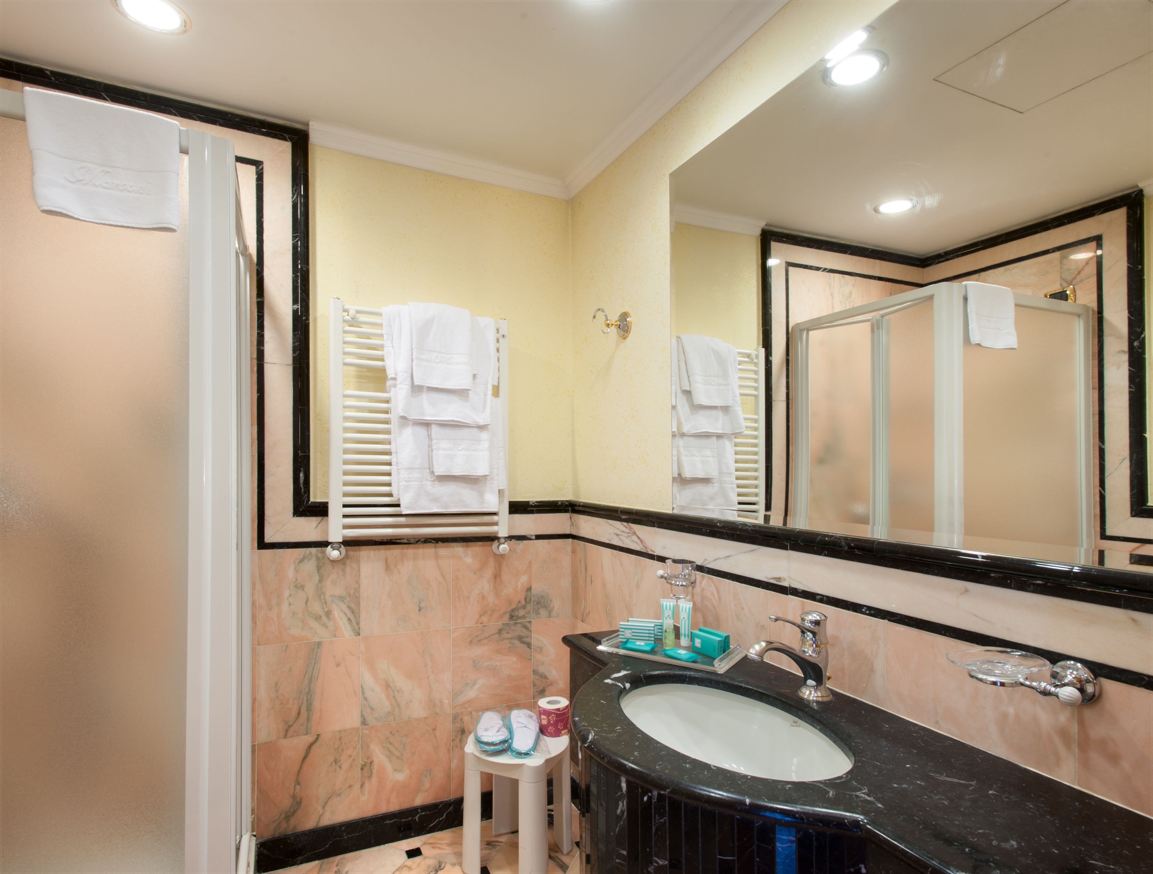 superior double or twin room | bathroom | hair dryer, slippers, bidet, towels