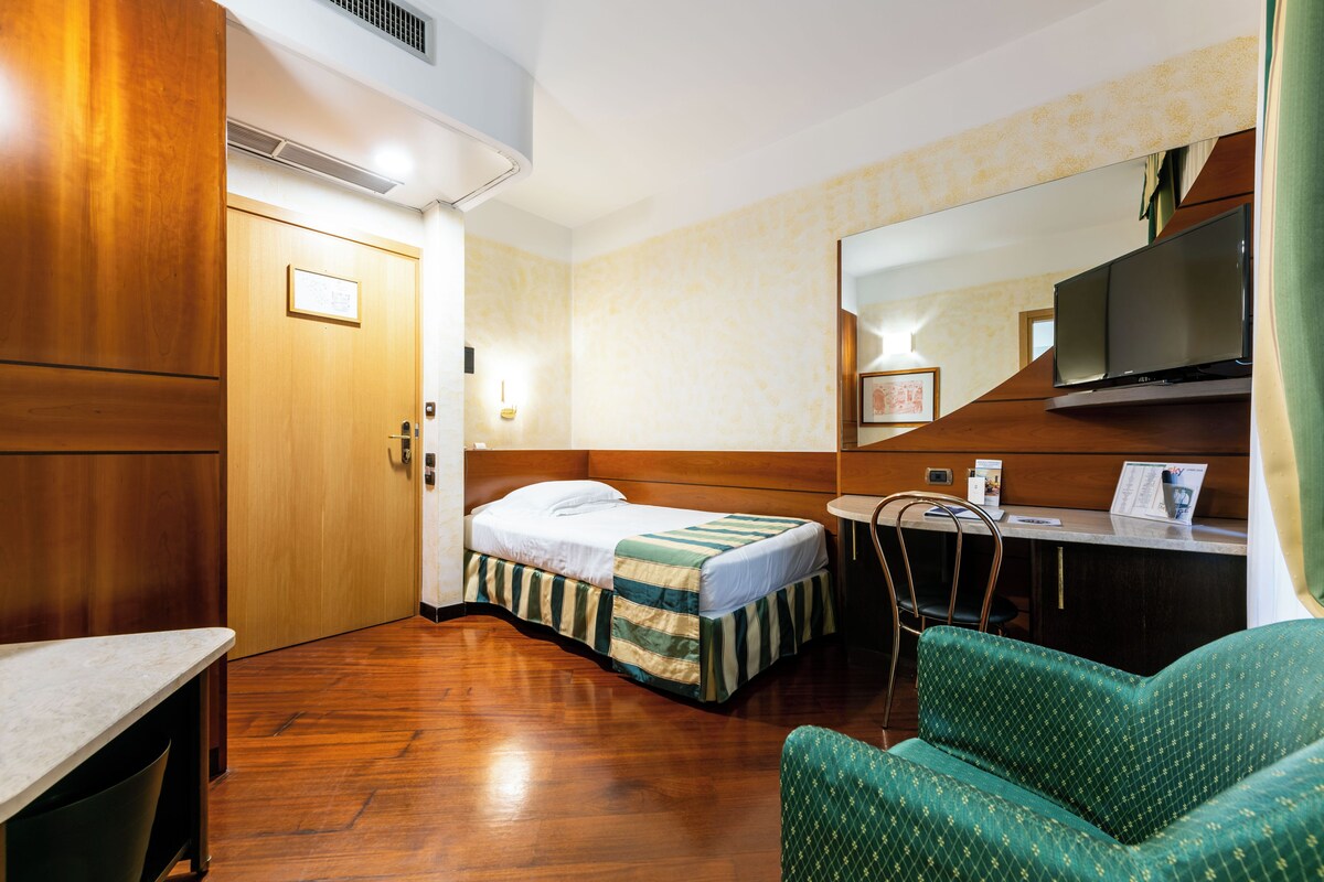Singola | Biancheria da letto di alta qualità, copriletto in piuma, minibar