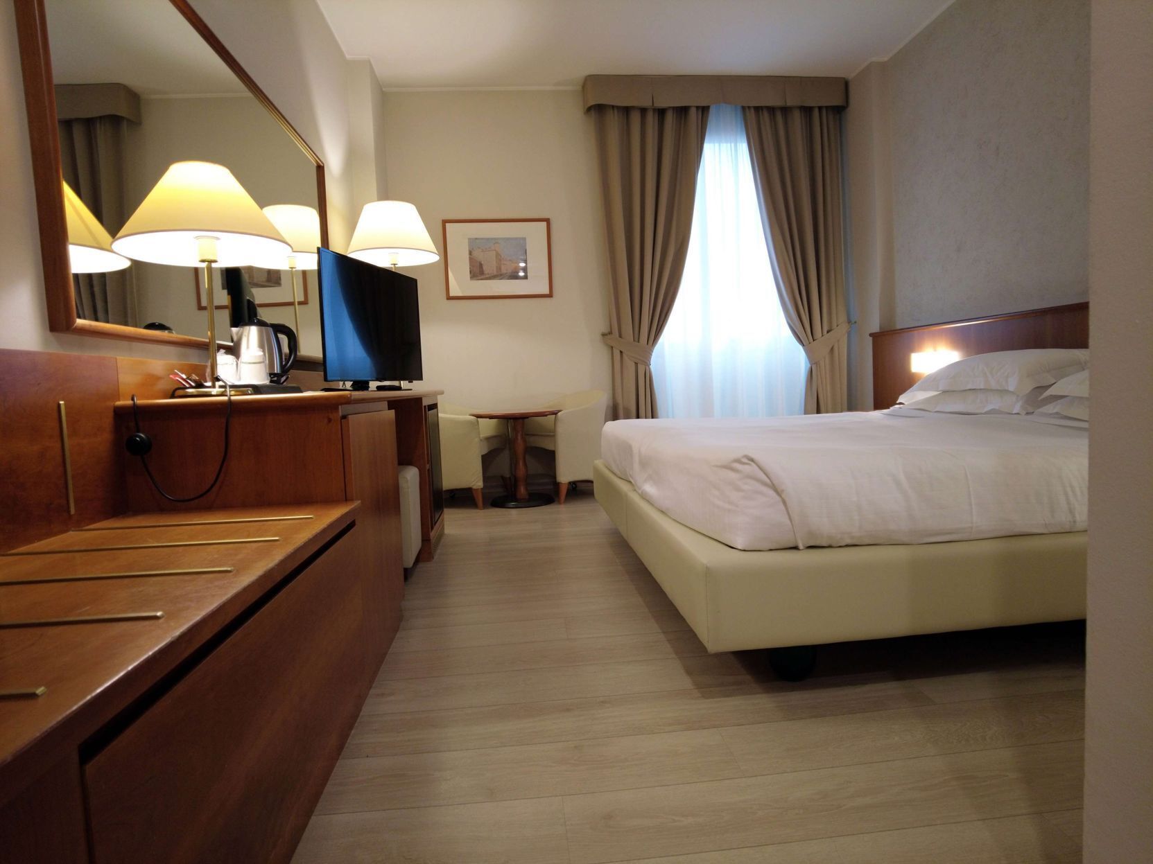 Down duvets, minibar, in-room safe, desk