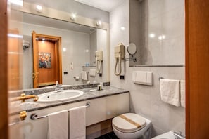 Free toiletries, hair dryer, bidet, towels