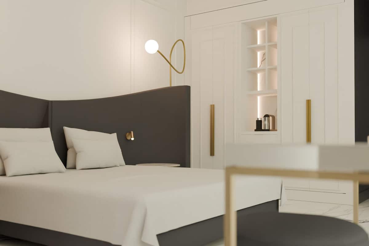 Quarto superior, vista para a piscina | Roupas de cama antialérgicas, frigobar, cofres nos quartos, escrivaninha