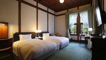 本館ガーデンデラックスツイン 禁煙 | 1 室のベッドルーム、高級寝具、羽毛の掛け布団、ミニバー