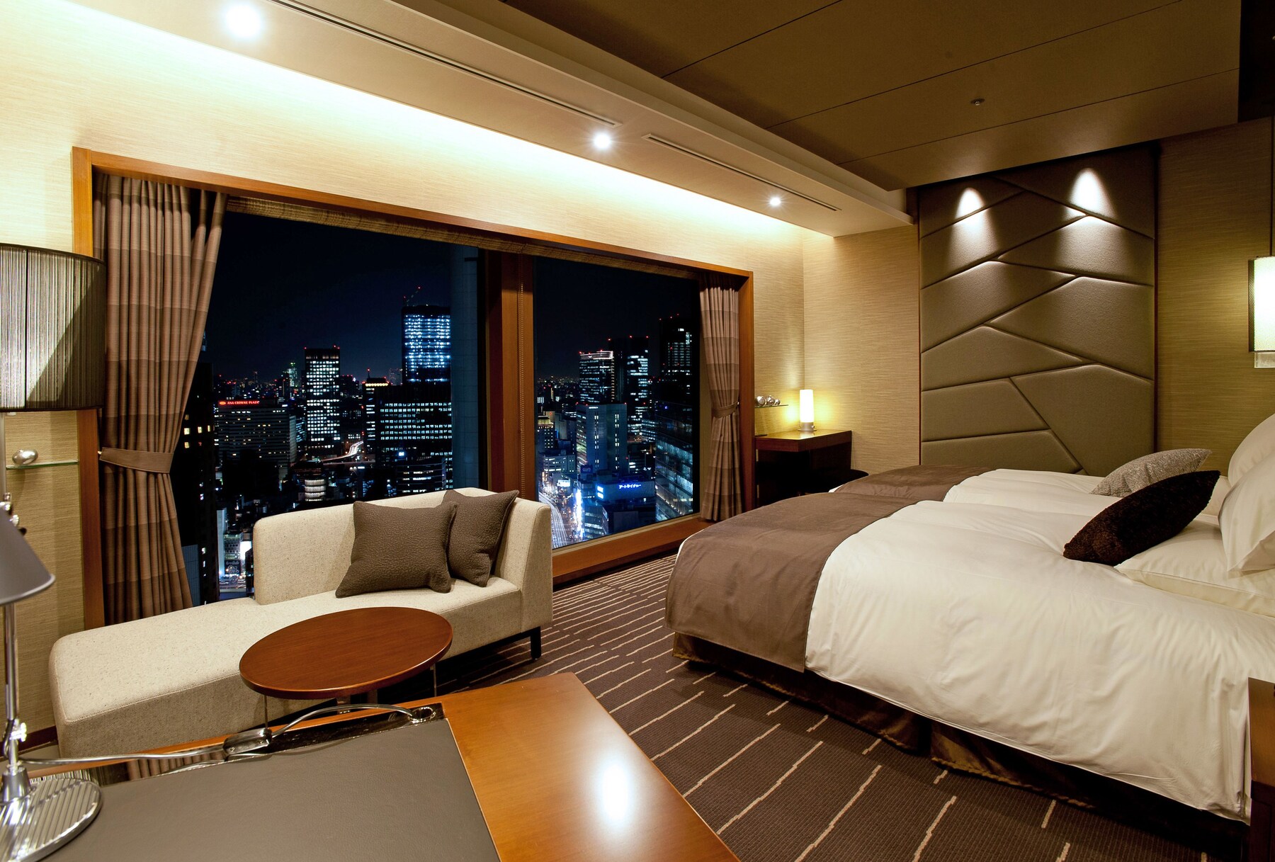 Premium bedding, down comforters, blackout drapes, soundproofing