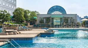 Piscina interna, piscina externa sazonal