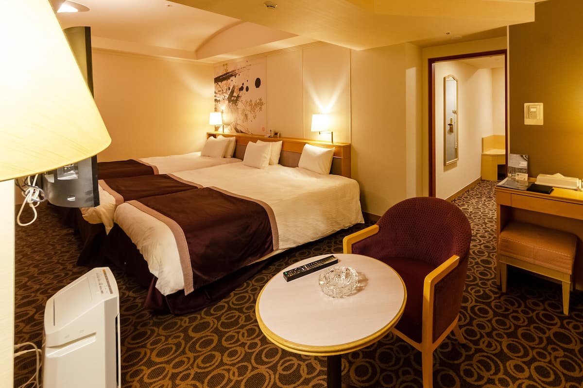 Down duvets, desk, blackout curtains, iron/ironing board