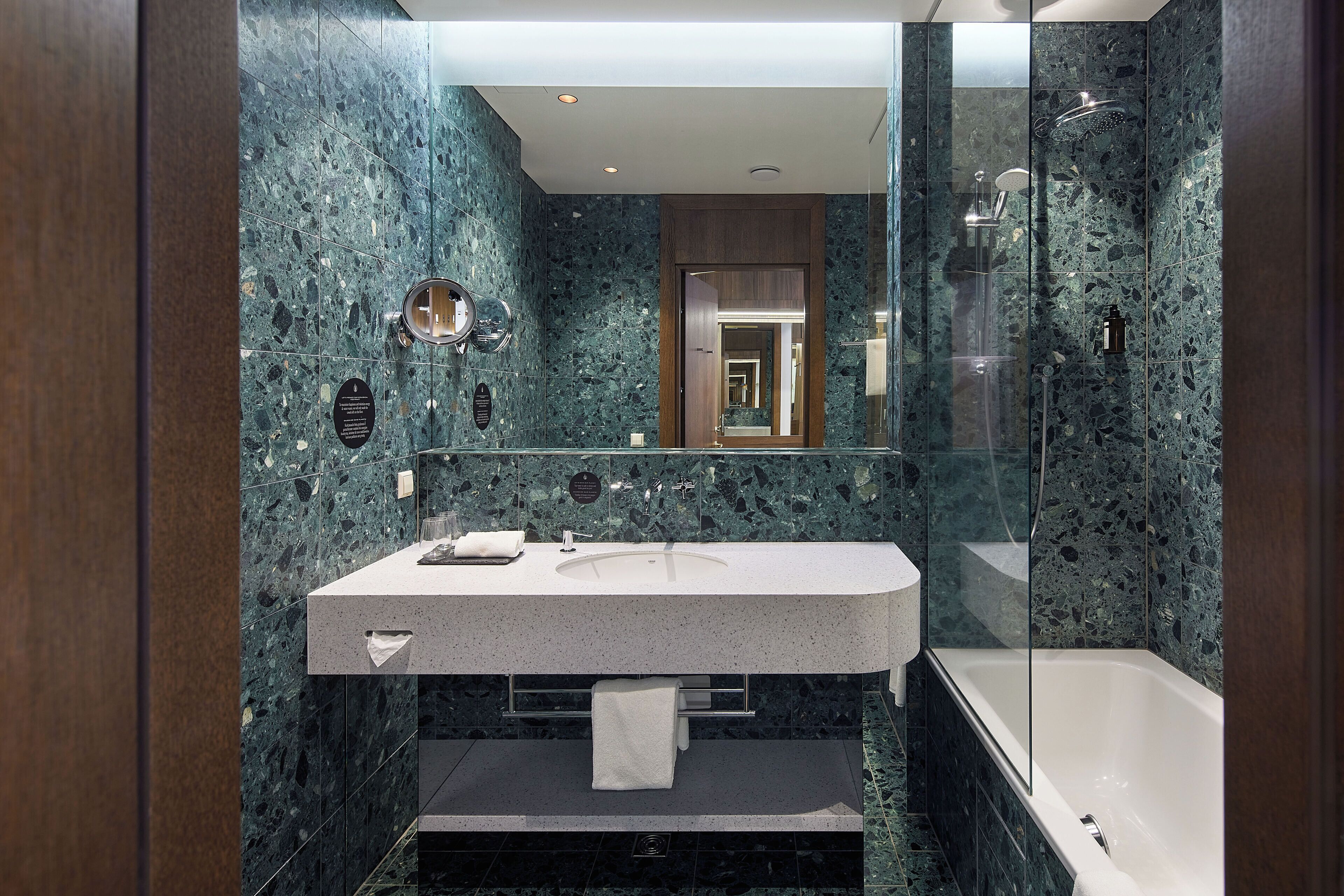 hair dryer, slippers, towels, soap