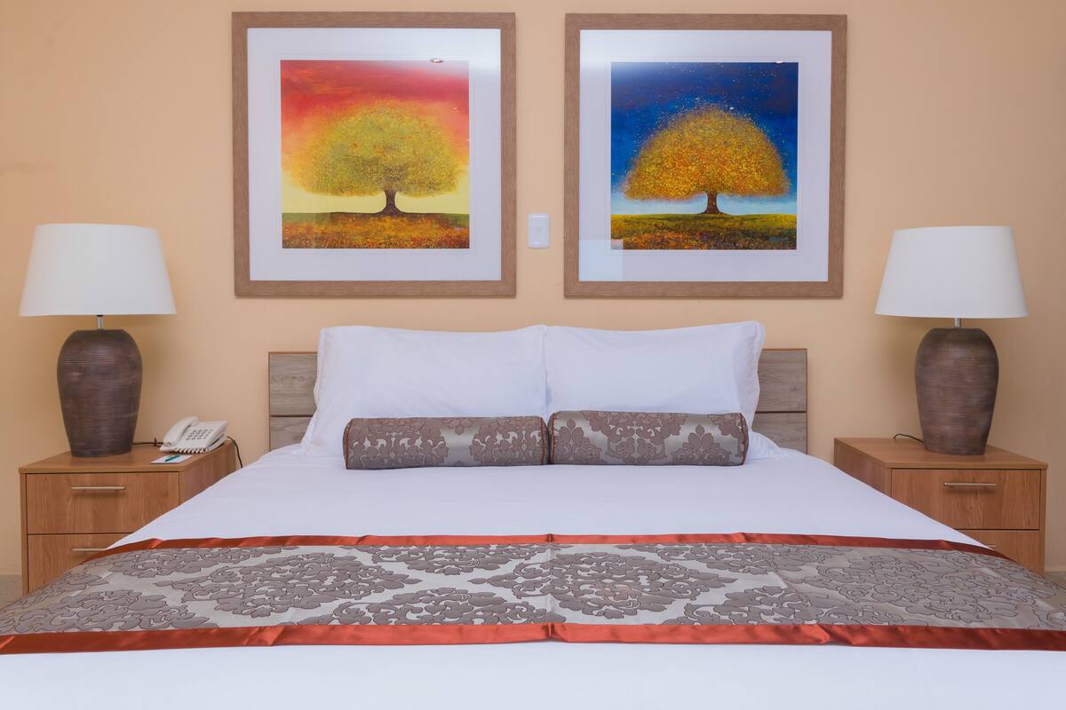 Premium bedding, down comforters, minibar, desk