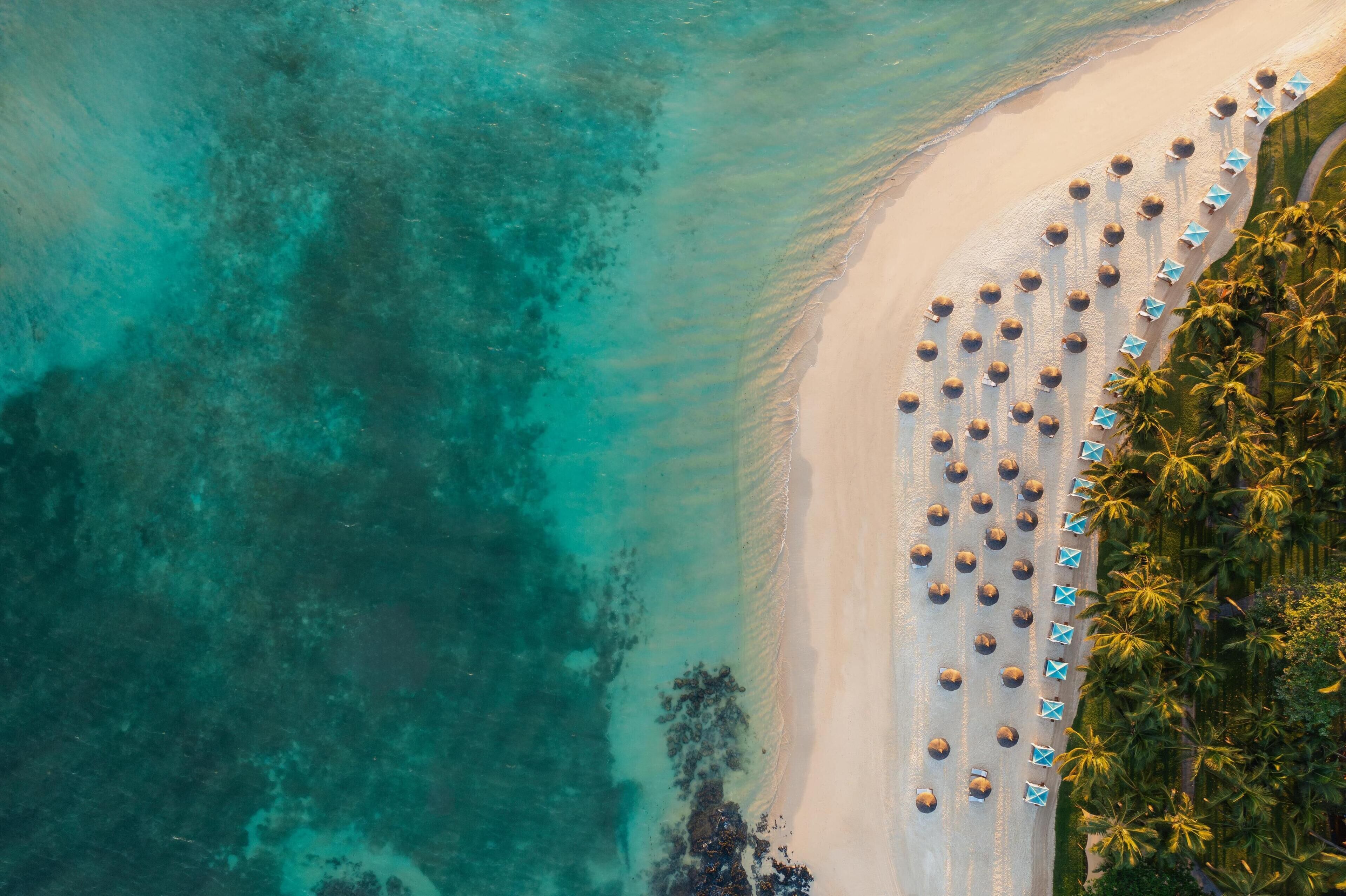 Utsikt mot strand/hav