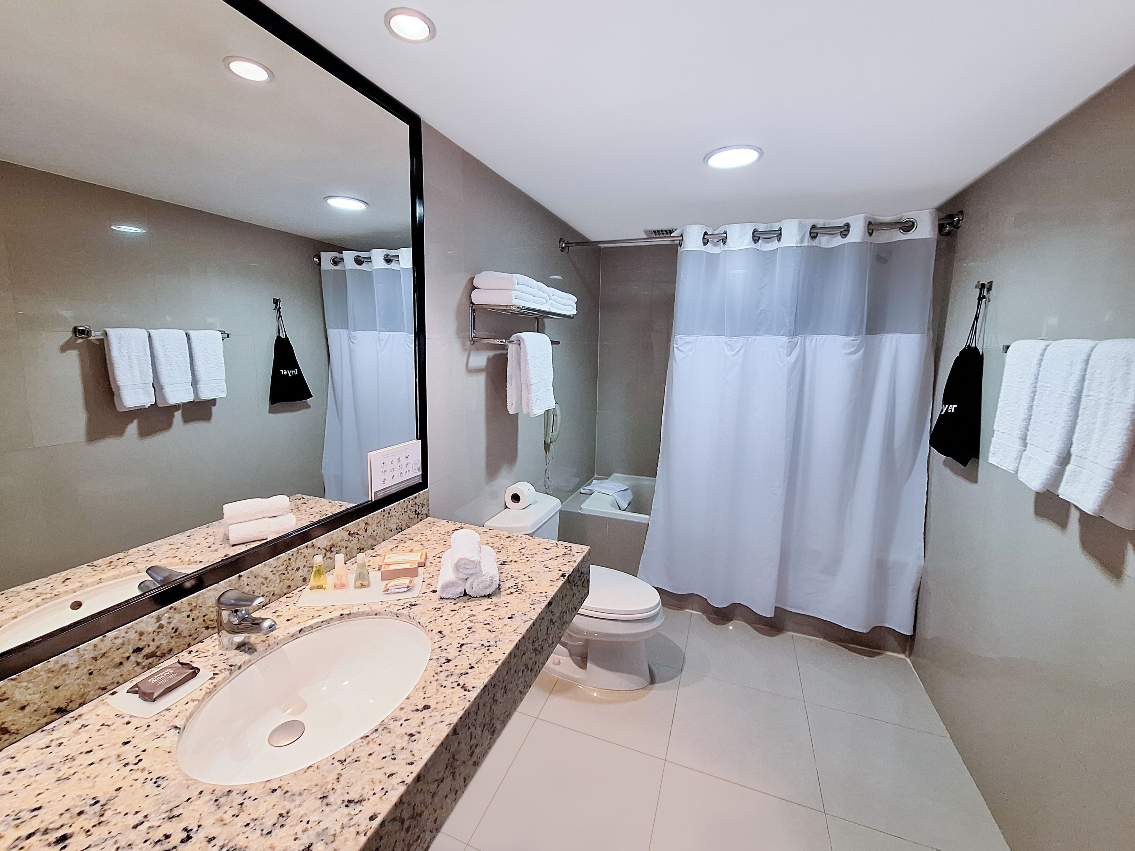 studio suite, 1 king bed, non smoking | bathroom | combined shower/bathtub, free toiletries, hair dryer