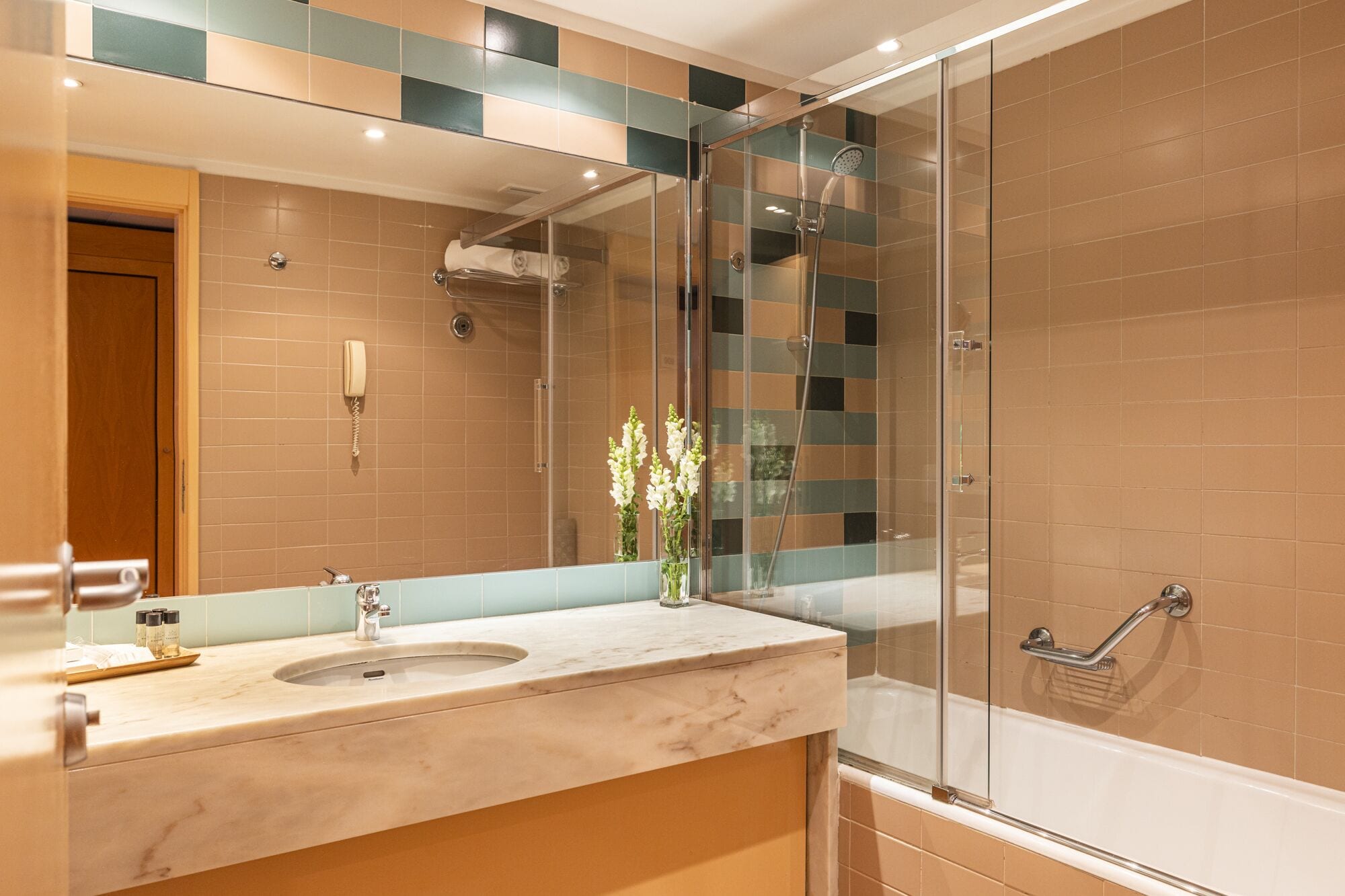 bathtub, hair dryer, bidet, towels