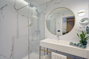 Hair dryer, bidet, towels