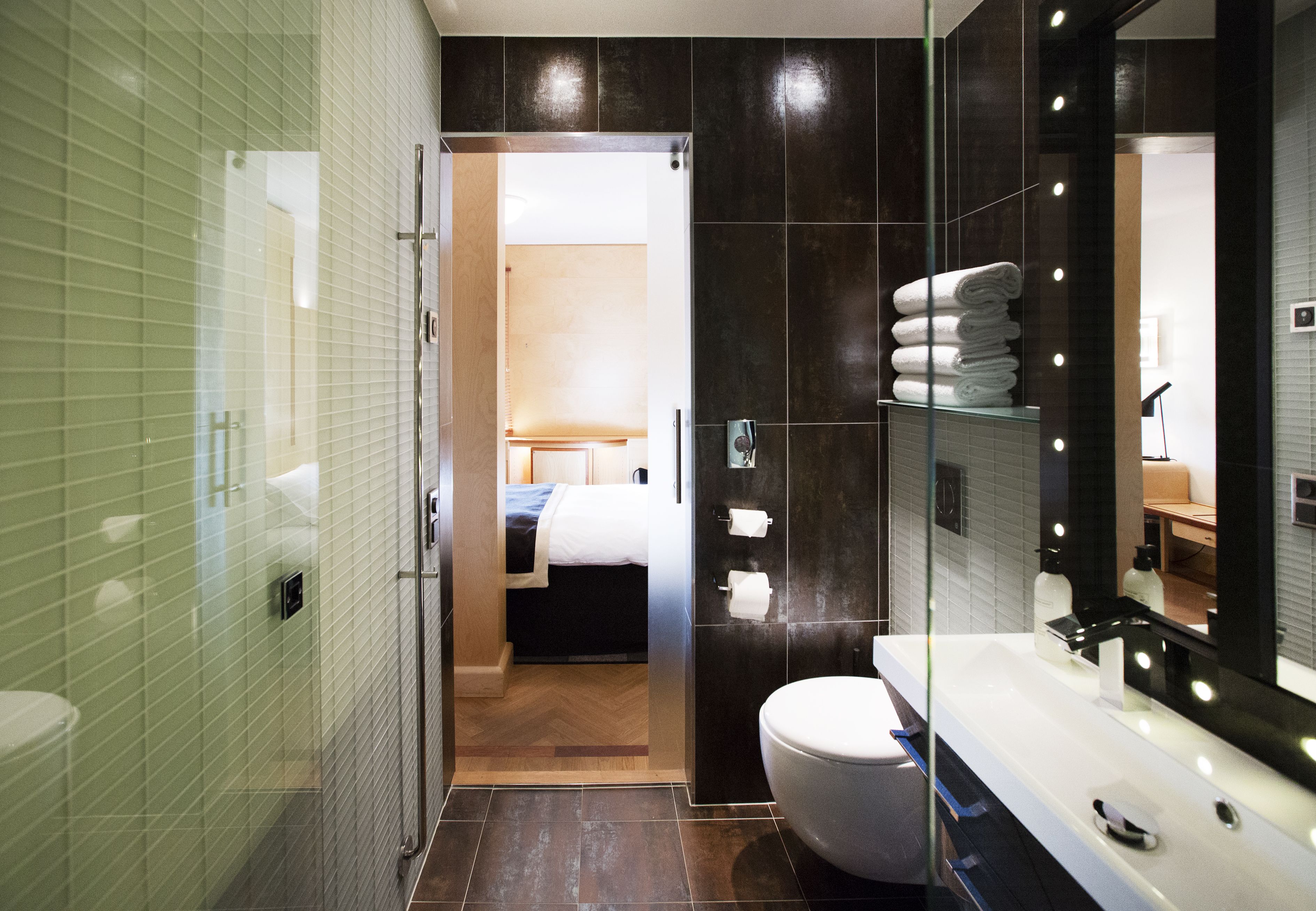 free toiletries, hair dryer, towels