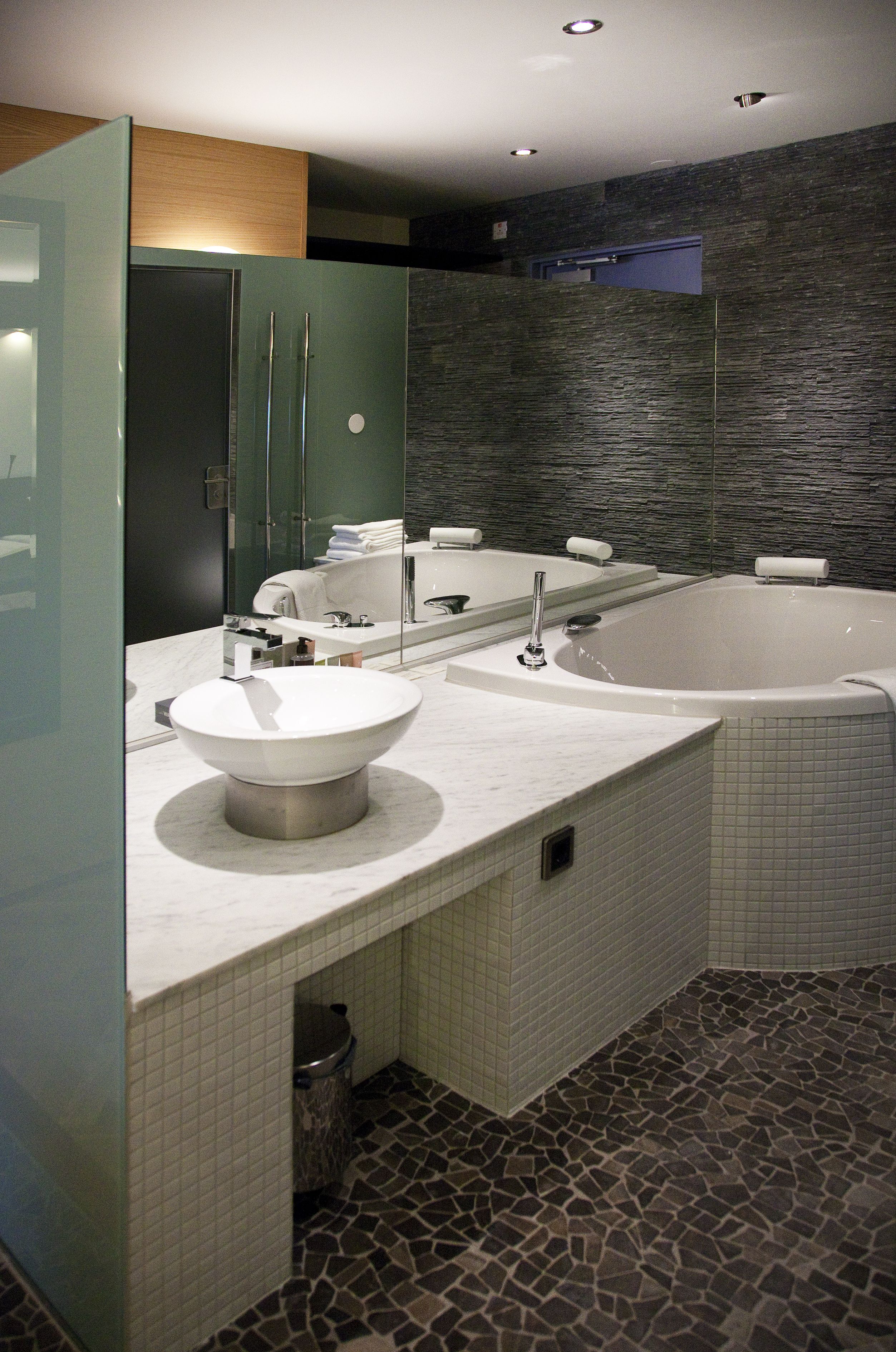 free toiletries, hair dryer, towels