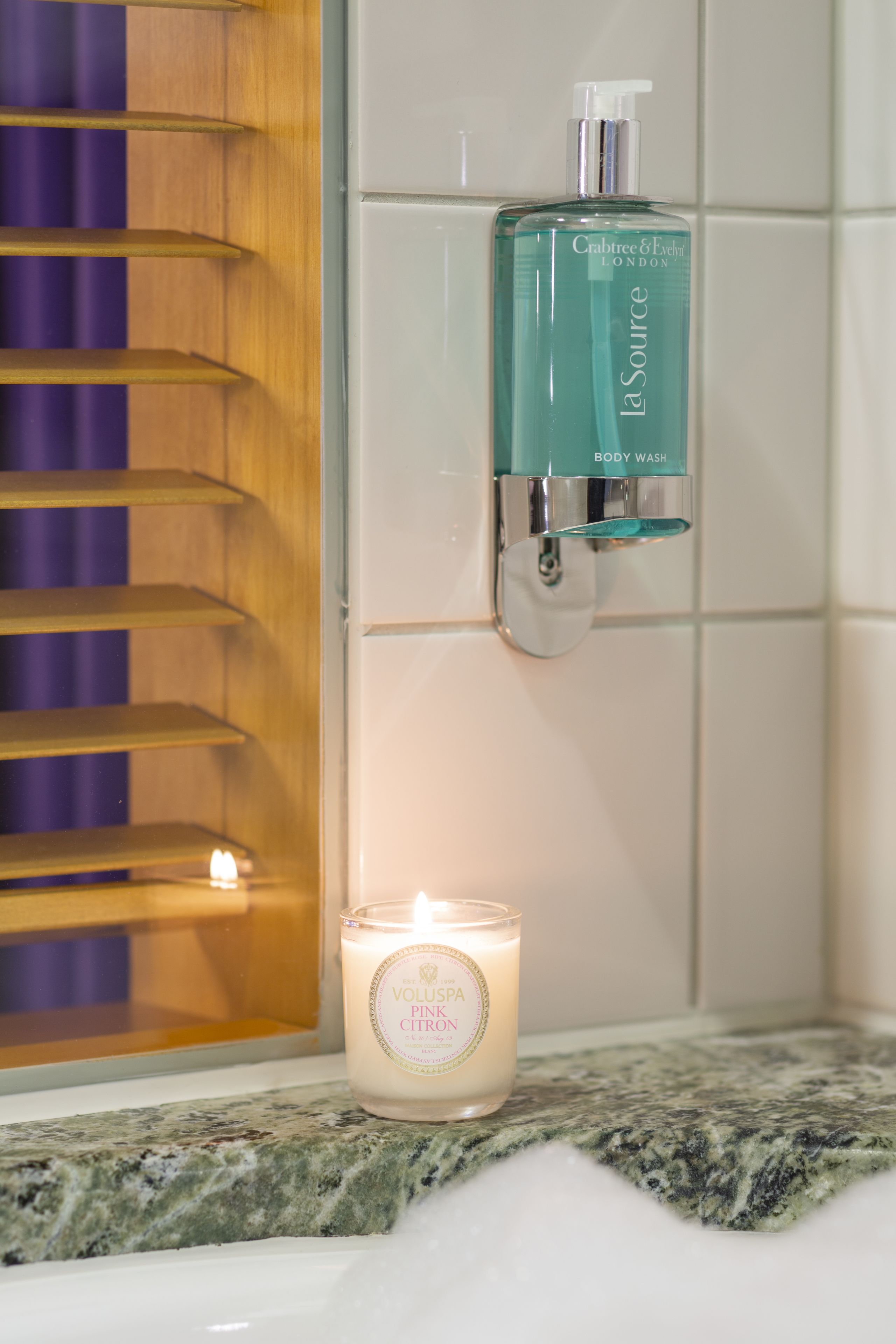 shower, rainfall showerhead, designer toiletries, hair dryer